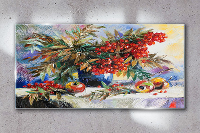 Tablou sticla Abstracție flori fructe