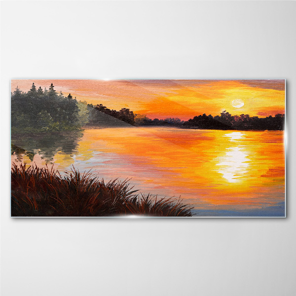 Tablou de sticla Apus peste lac