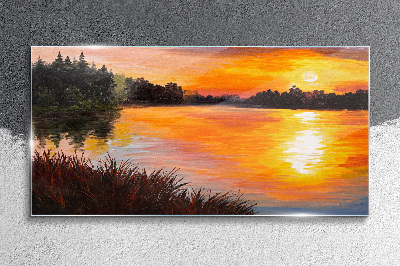 Tablou de sticla Apus peste lac