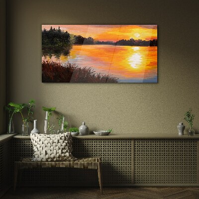 Tablou de sticla Apus peste lac