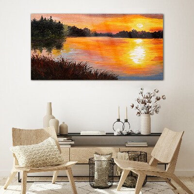 Tablou de sticla Apus peste lac