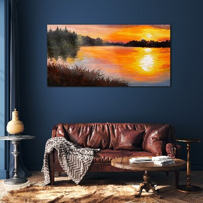 Tablou de sticla Apus peste lac