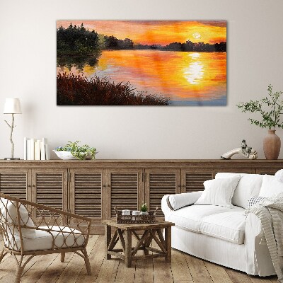 Tablou de sticla Apus peste lac