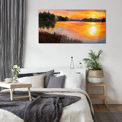 Tablou de sticla Apus peste lac