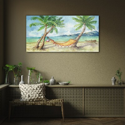 Tablou sticla Relaxare pe plaja tropicala