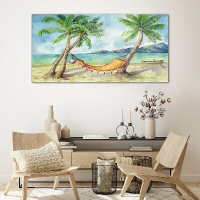 Tablou sticla Relaxare pe plaja tropicala