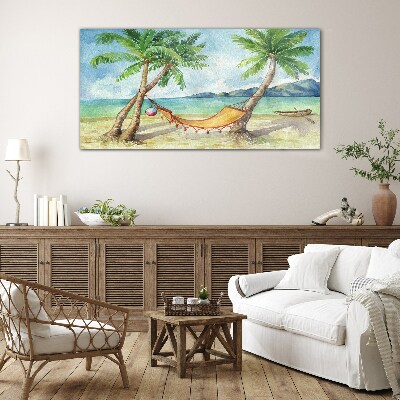 Tablou sticla Relaxare pe plaja tropicala