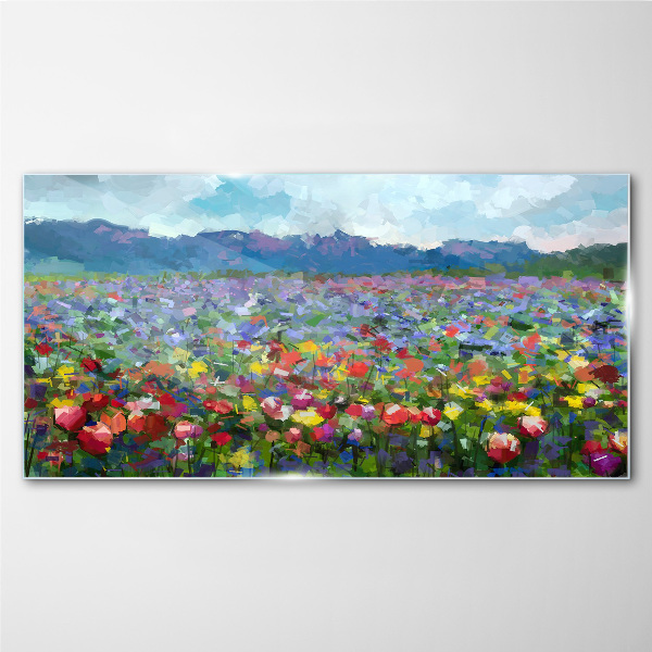 Tablou sticla Peisaj floral in culori pastelate