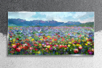 Tablou sticla Peisaj floral in culori pastelate