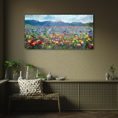 Tablou sticla Peisaj floral in culori pastelate