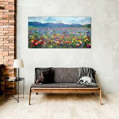 Tablou sticla Peisaj floral in culori pastelate