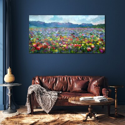 Tablou sticla Peisaj floral in culori pastelate