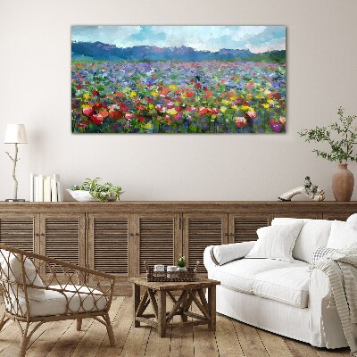 Tablou sticla Peisaj floral in culori pastelate