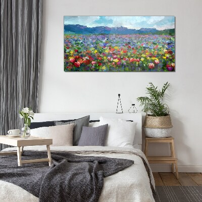 Tablou sticla Peisaj floral in culori pastelate