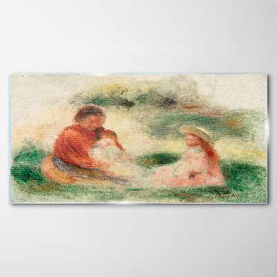 Tablou sticla Familie în culori pastelate