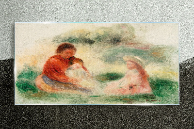 Tablou sticla Familie în culori pastelate