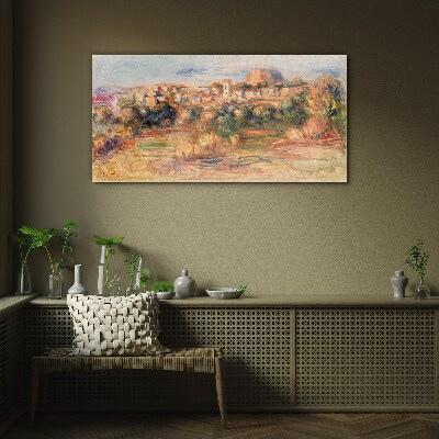 Tablou sticla Peisaj cu dealuri colorate
