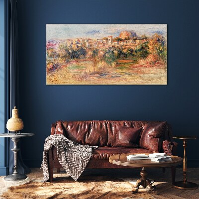 Tablou sticla Peisaj cu dealuri colorate