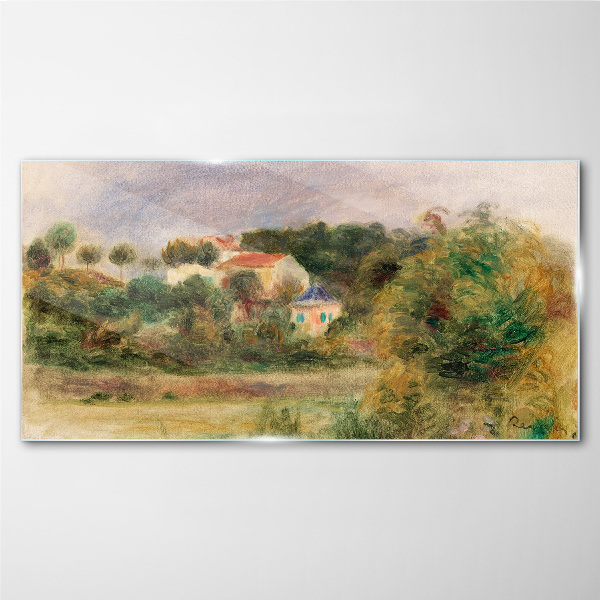 Tablou sticla Peisaj idilic cu o casă