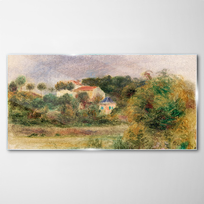 Tablou sticla Peisaj idilic cu o casă
