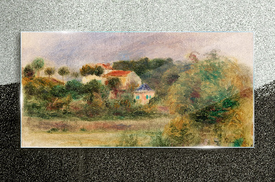 Tablou sticla Peisaj idilic cu o casă