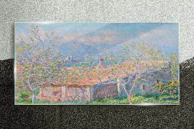 Tablou sticla Un peisaj liniștit cu o casă și copaci