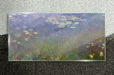 Tablou sticla Reflecții liliac în apă