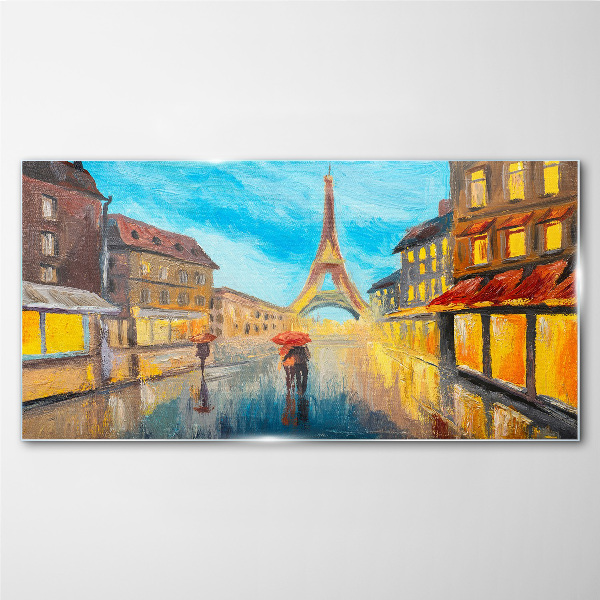 Tablou sticla Strada Parisului în ploaie