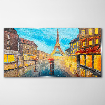 Tablou sticla Strada Parisului în ploaie