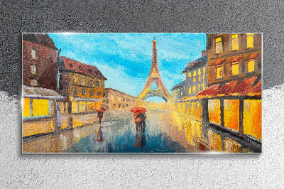 Tablou sticla Strada Parisului în ploaie
