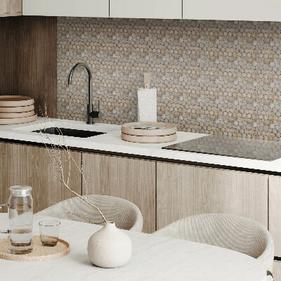 Panou decorativ pvc Model cu cercuri de lemn