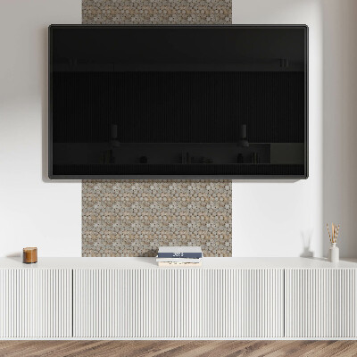 Panou decorativ pvc Model cu cercuri de lemn