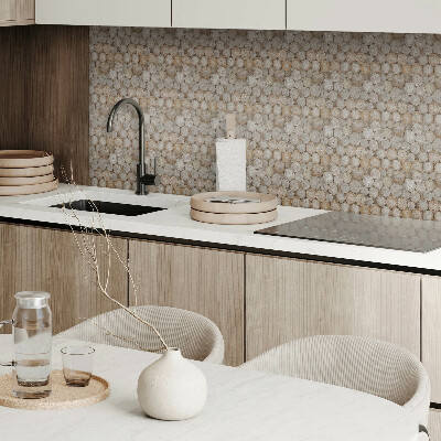 Panou decorativ pvc Model cu cercuri de lemn