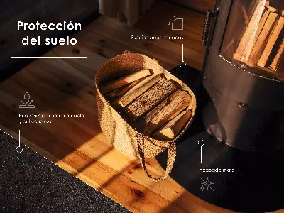Protecție sub sobă din tablă neagră în formă de sfert de cerc