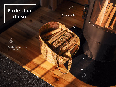 Protecție sub sobă din tablă neagră în formă de sfert