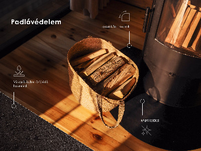 Protecție sub sobă din tablă neagră în formă de sfert