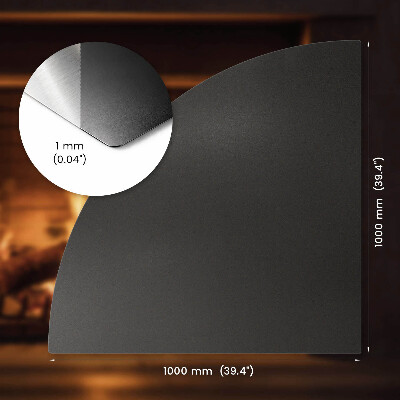 Protecție sub sobă din tablă neagră în formă de sfert