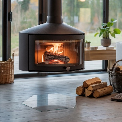 Sticlă securizată protecție sub sobă hexagonală transparentă