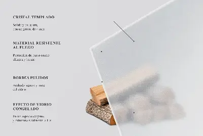Placă de sticlă semiovală semitransparentă pentru șemineu