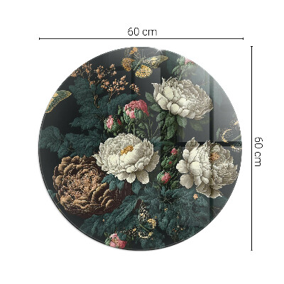 Placă de sticlă pentru șemineu Motiv floral cu fluturi