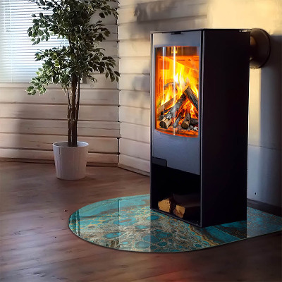 Glass hearth for log burner Model organic abstract