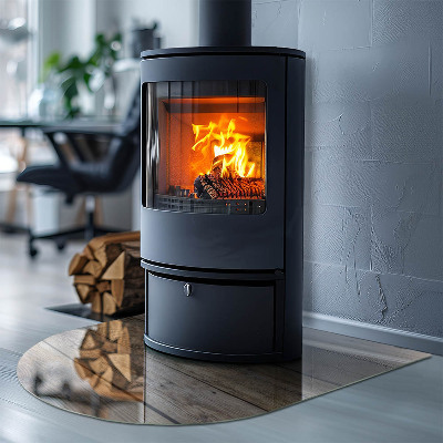 Glass hearth for log burner Scândura de lemn în aspect