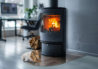 Glass hearth for log burner Scândura de lemn în aspect