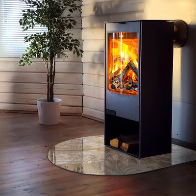 Glass hearth for log burner Frunze în modele subtile