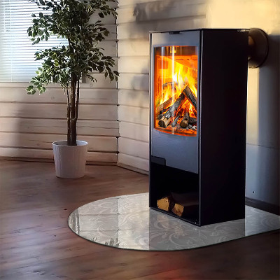 Glass hearths for wood burners Model de plante elegant