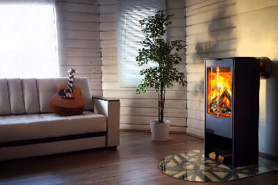 Glass hearth for log burner Geometrie cu lemn
