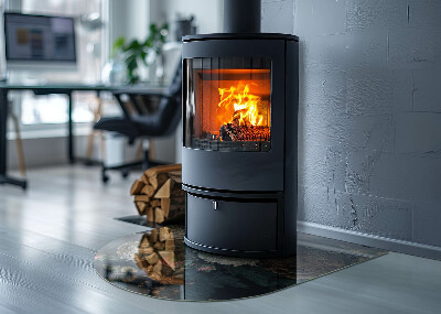 Glass hearths for wood burners Model floral cu fluturi