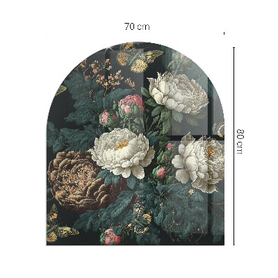 Glass hearths for wood burners Model floral cu fluturi