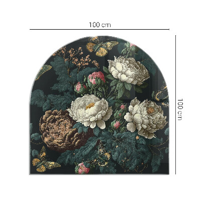 Glass hearths for wood burners Model floral cu fluturi