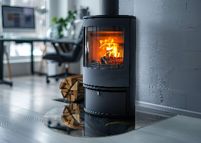 Glass hearth for log burner Frunze elegante în textură